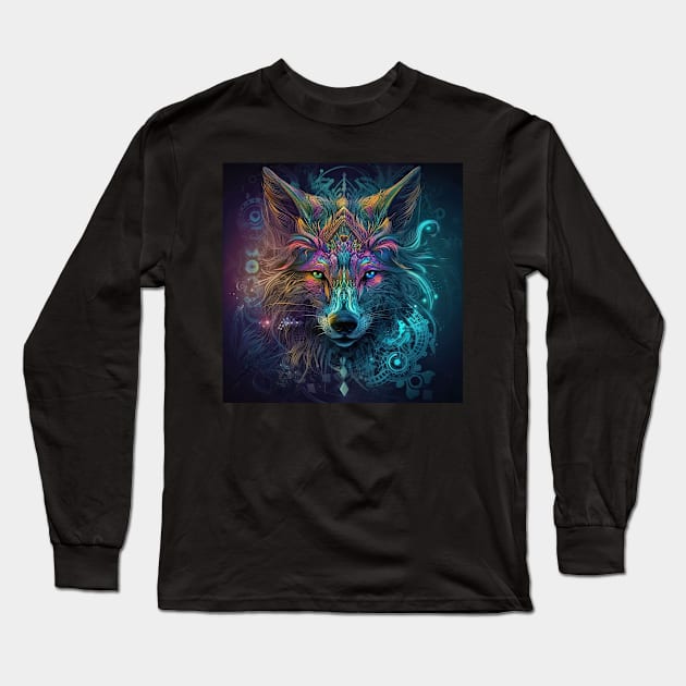 Psytrance Wolf Long Sleeve T-Shirt by Mojitojoe